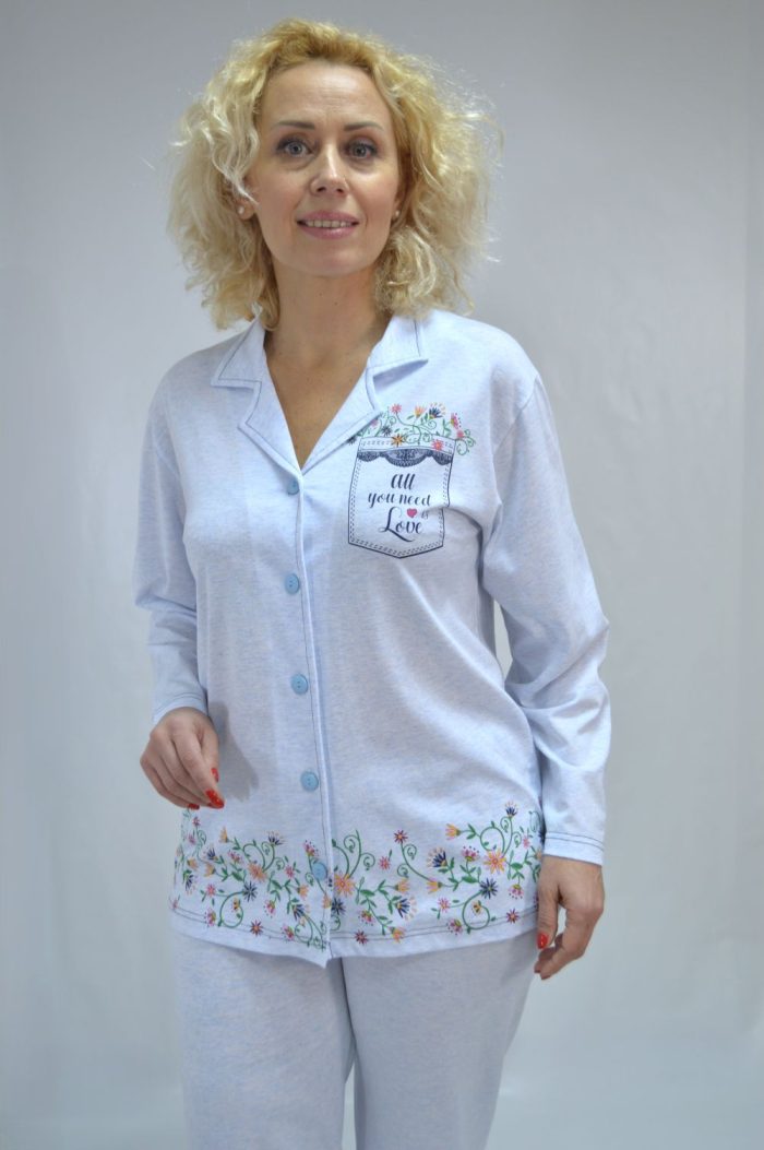 Pijama de Senhora Casaco, "All you need is Love", Azul