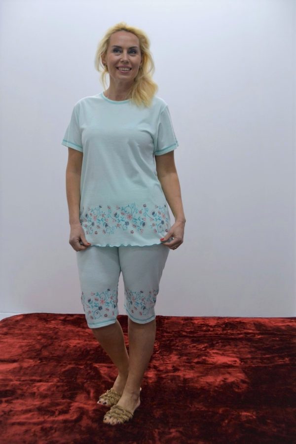 Pijama T-shirt + bermuda, Verde Água