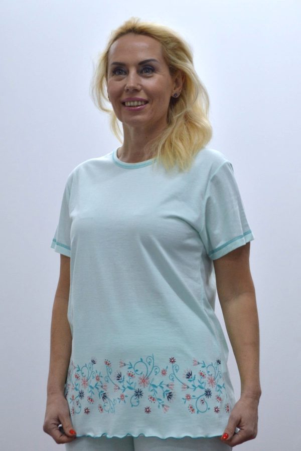 Pijama T-shirt + bermuda, Verde Água