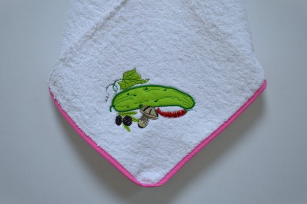 Pano de cozinha em felpo, Bordado Pepino