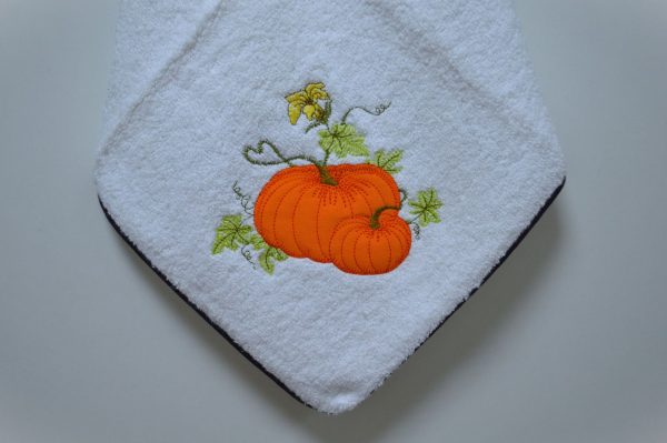 Pano de cozinha em felpo, Bordado Aboboras