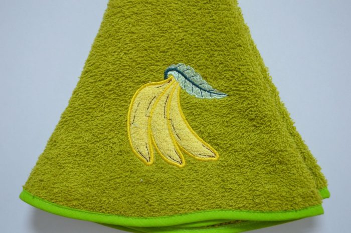 Pano de cozinha redondo, Bordado Bananas, Verde
