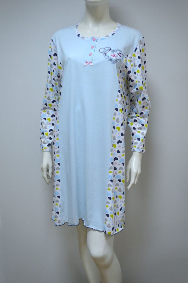 Camisa de Senhora Manga Comprida, Estampado Corações