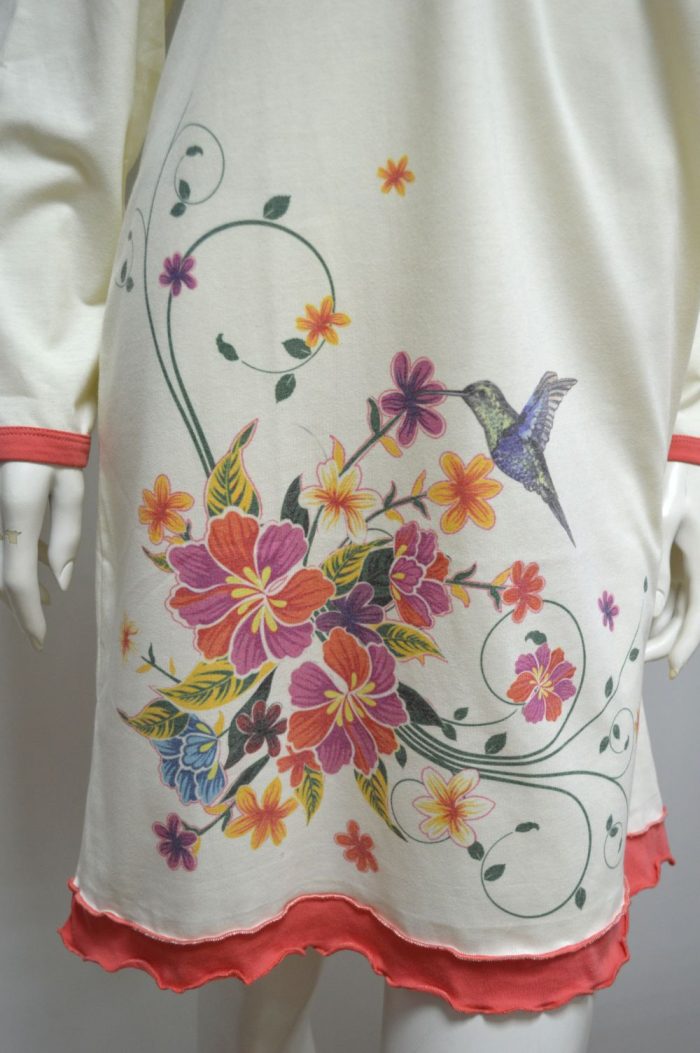 Camisa de Manga Comprida, Estampado Colibri