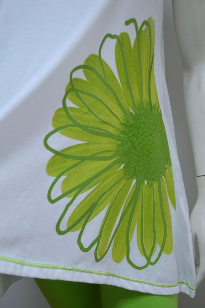 Pijama camisola sem manga + calção, Branco / Verde