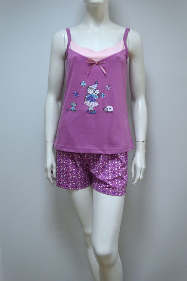 Pijama Mulher, Top de alças + Calção, Rosa