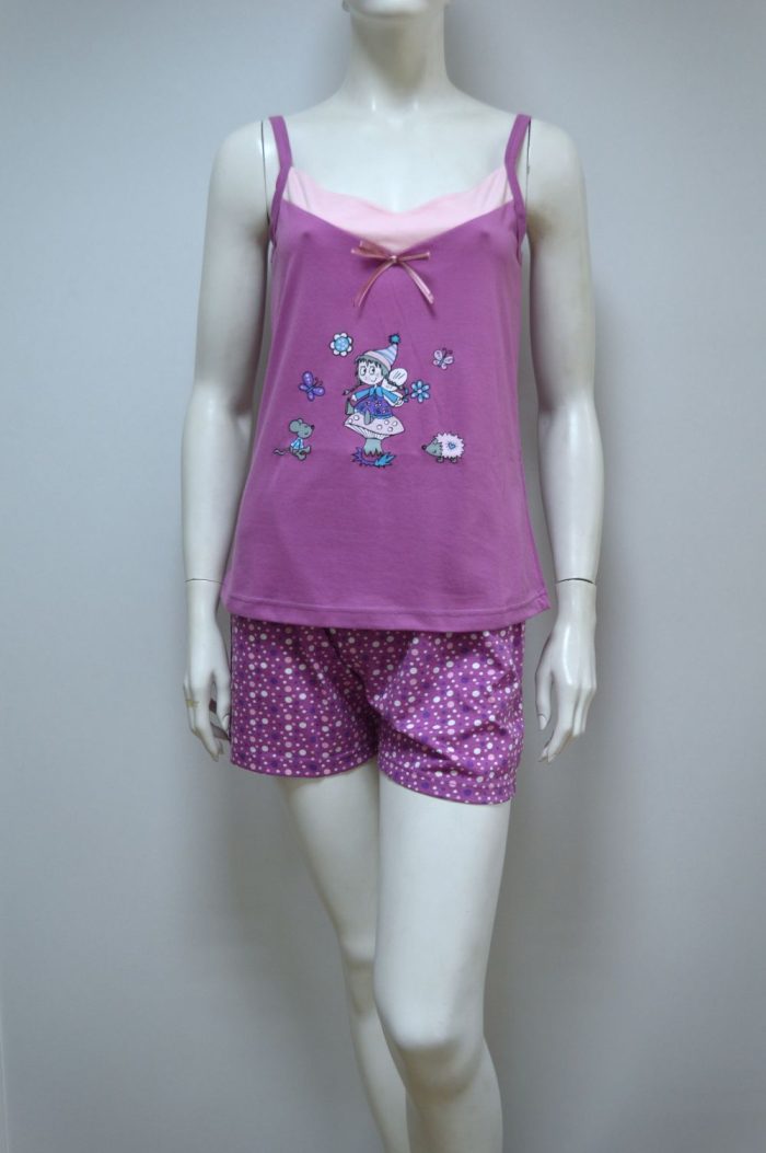 Pijama Mulher, Top de alças + Calção, Rosa