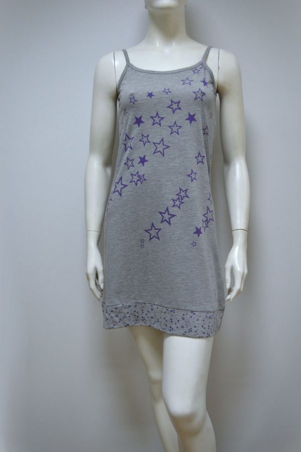 Camisa de dormir de senhora de alças, Cinza