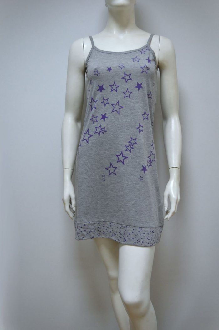 Camisa de dormir de senhora de alças, Cinza