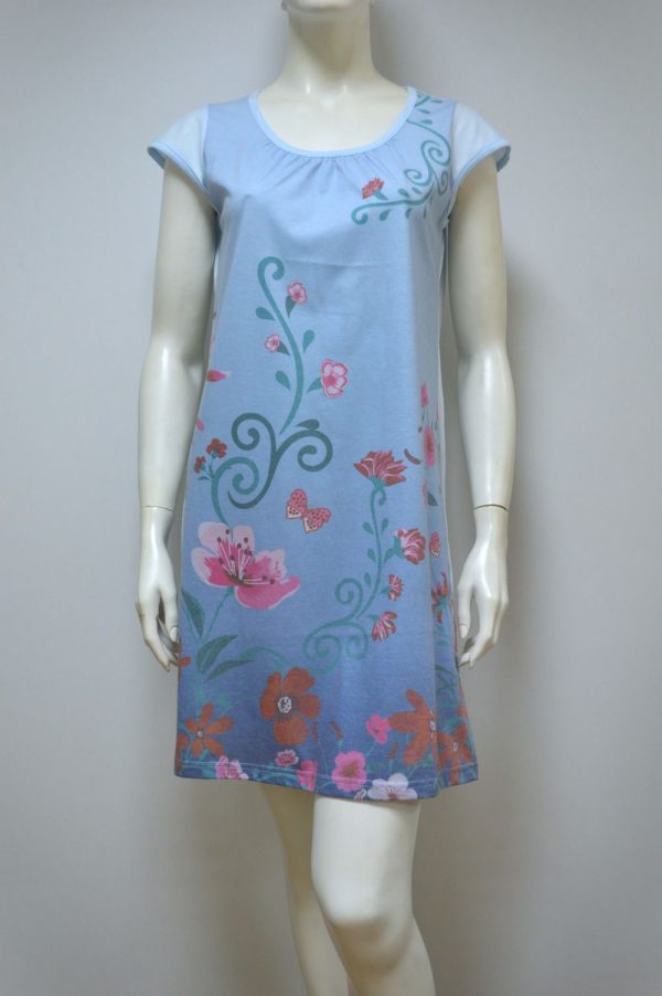 Camisa de senhora de manga curta, Azul