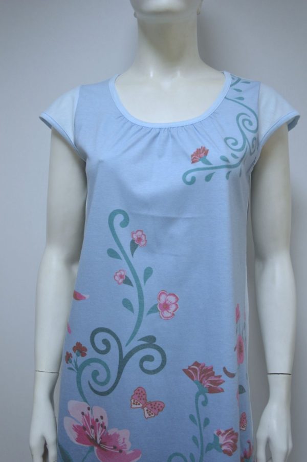 Camisa de senhora de manga curta, Azul