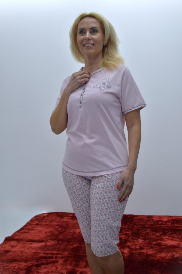 Pijama de senhora T-shirt + bermuda, Rosa