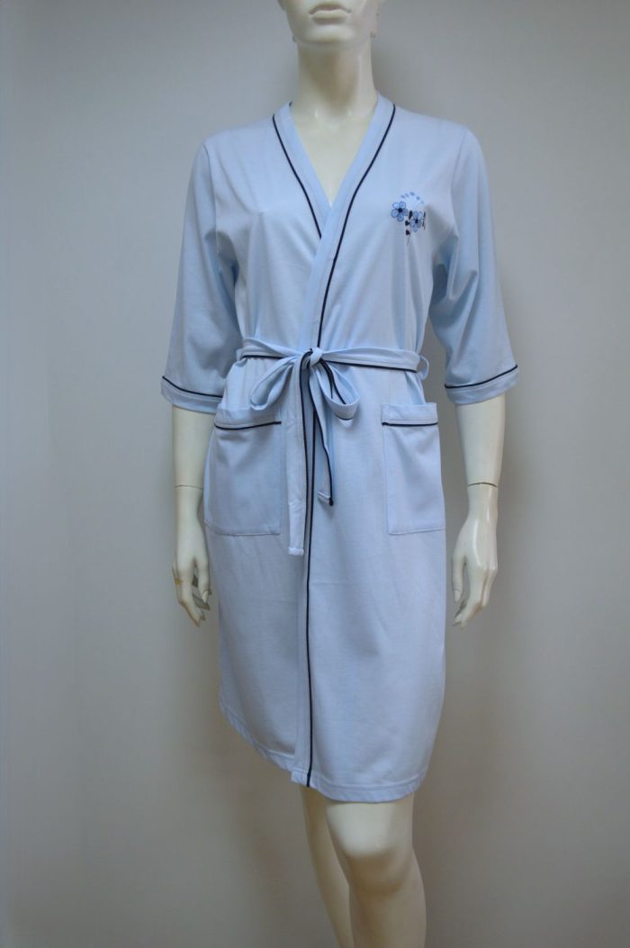 Robe com bordado, Azul