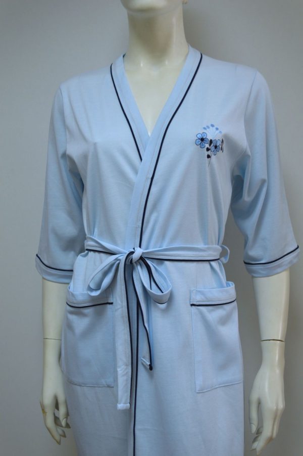 Robe com bordado, Azul