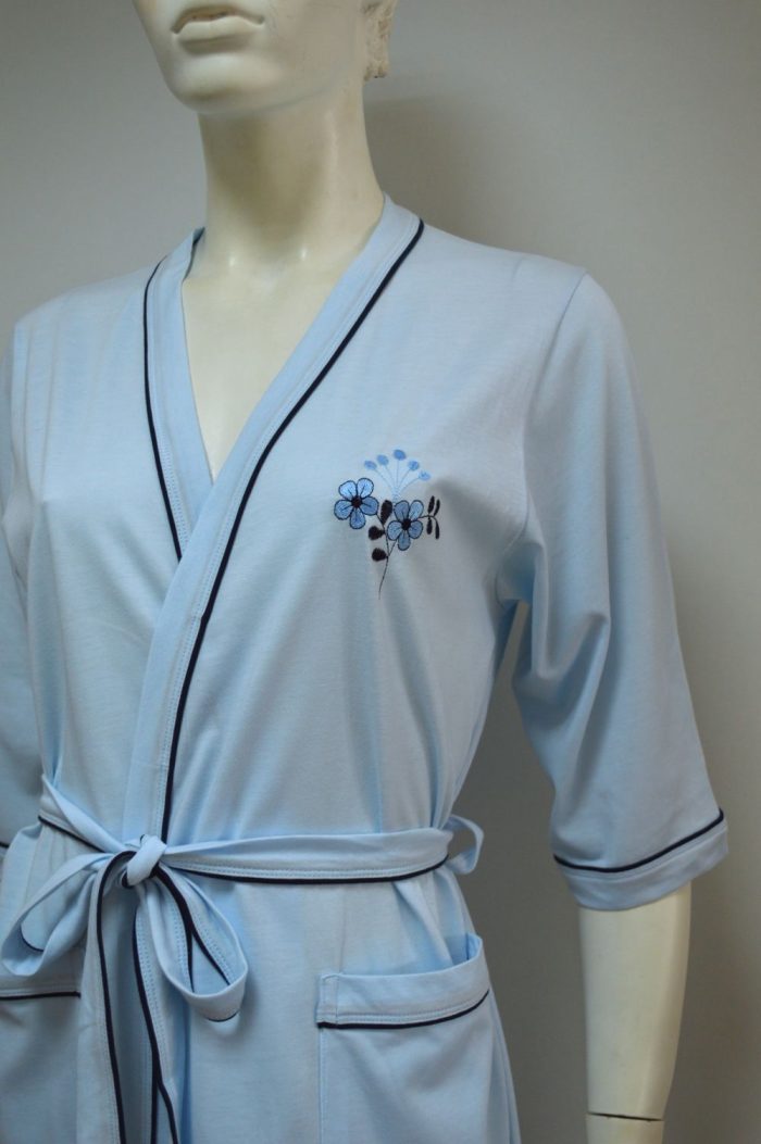 Robe com bordado, Azul