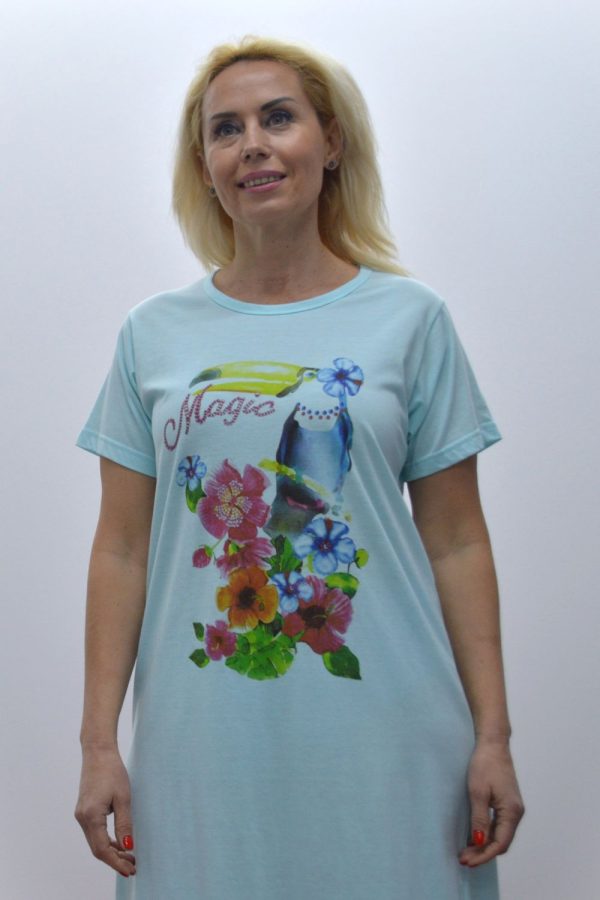 Camisa de dormir modelo T-Shirt , Verde Água