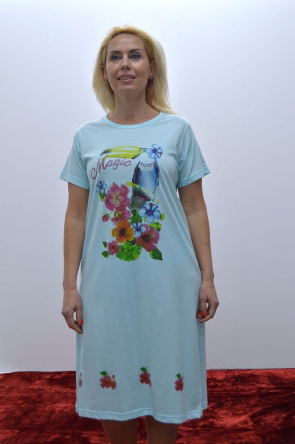 Camisa de dormir modelo T-Shirt , Verde Água