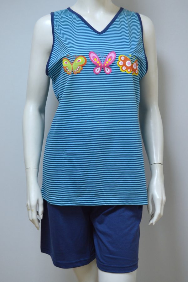 Pijama de mulher top + calção, Azul