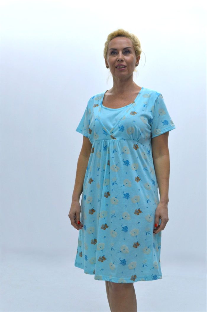 Camisa de dormir de manga curta, Azul