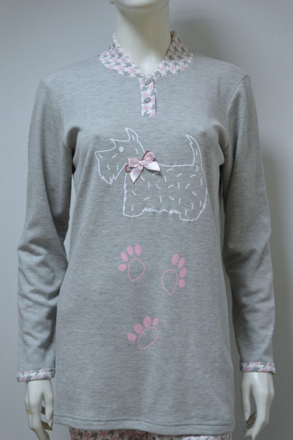 Pijama mulher, Cinza / Rosa